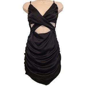 Wild Fable Womens Sleeveless Bodycon Satin Ruched Mini Dress Black Size Small